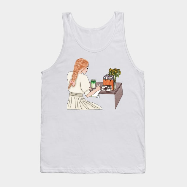 Cafe girl (4) Tank Top by piscoletters